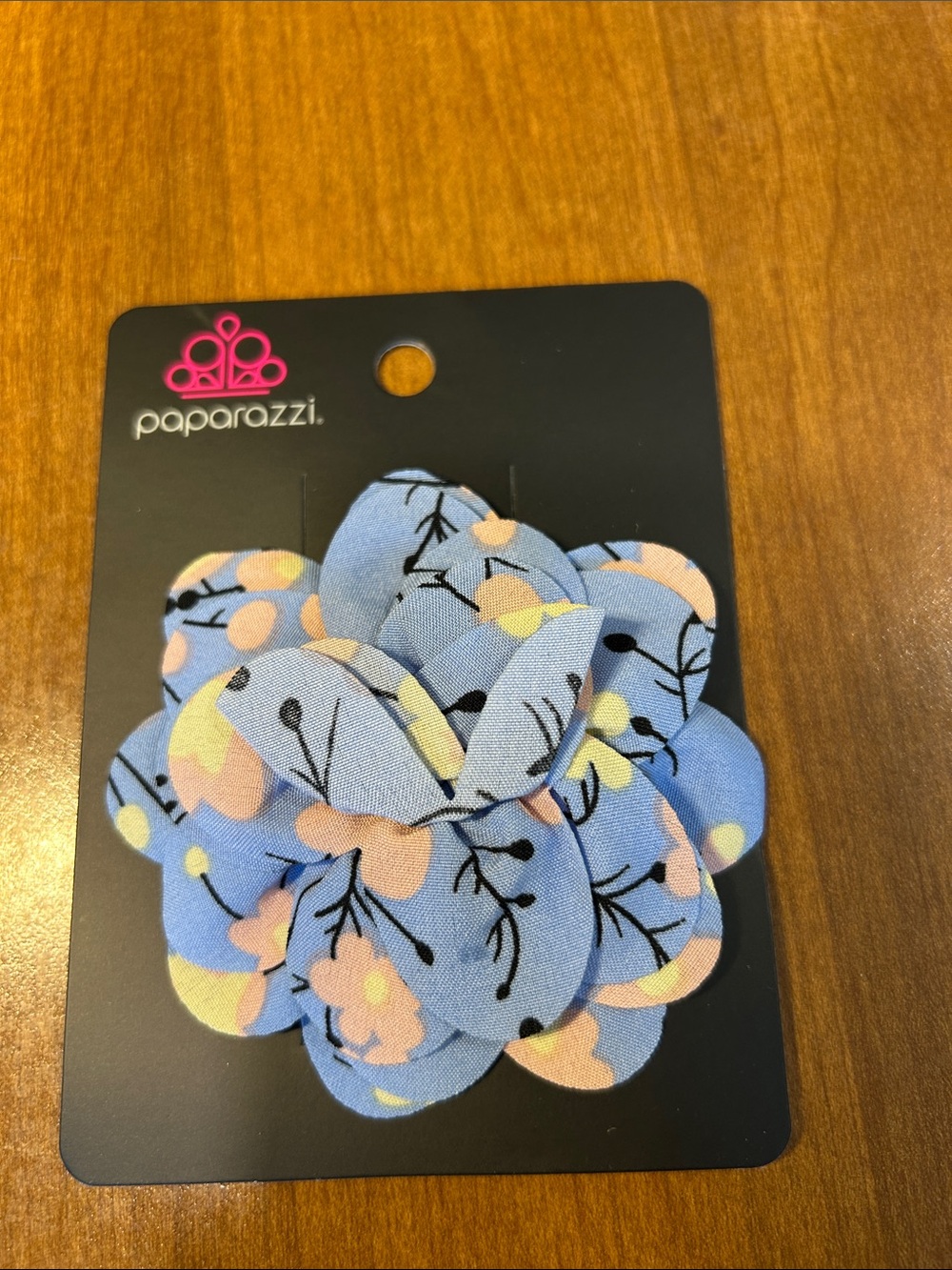 paparazzi Blue Floral Layered Fabric Flower Hair Clip Springtime Eden